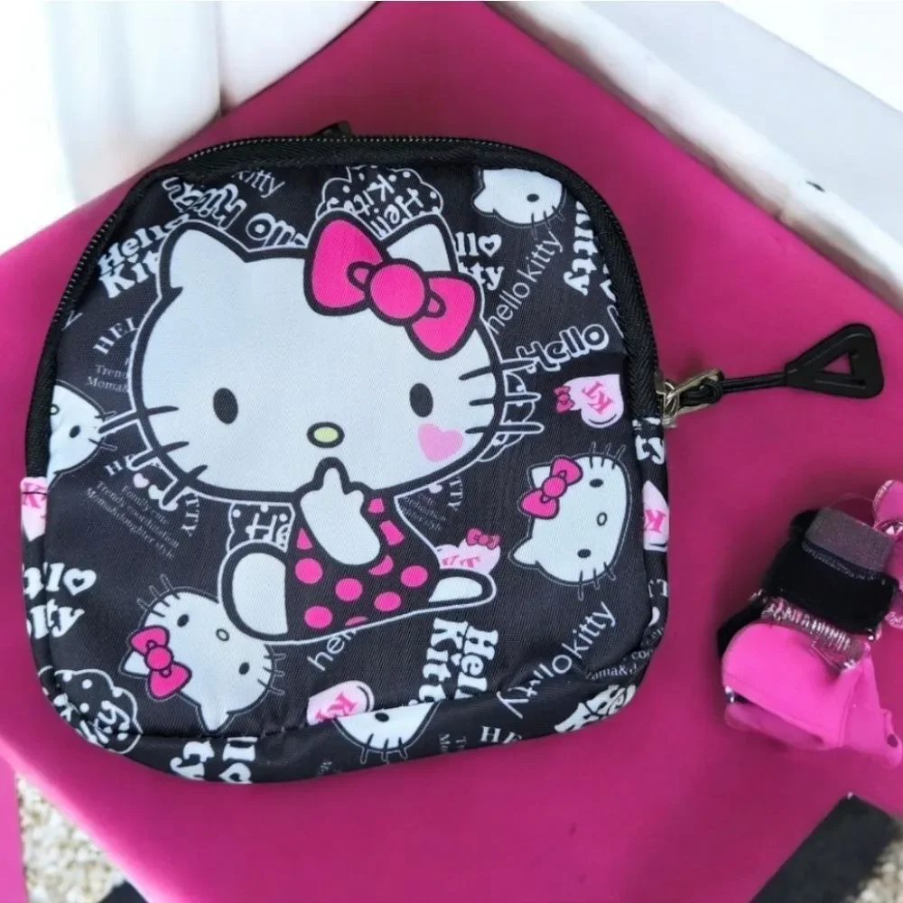 Hello Kitty Black Shoulder Bag Set of 3 Sanrio Kid Tween Travel School Purse NEW
